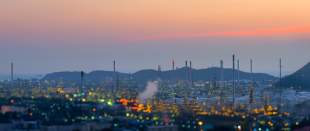 Oil refinery at twilight skyの写真素材