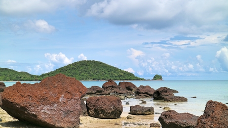 View of rocky coast on the beachの写真素材