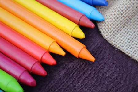 multicolored oil pastel crayonsの写真素材