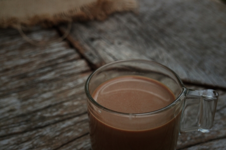 Coffee on old wood tableの写真素材