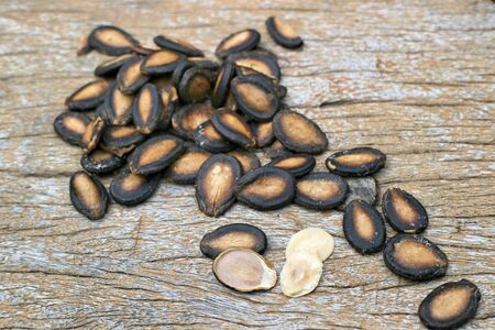 watermelon seed on wooden background