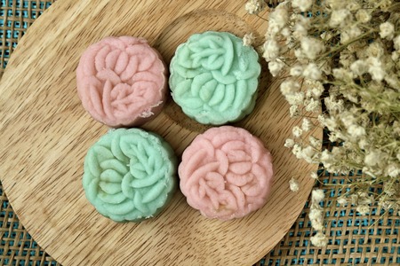 colorful Thailand dessert called "mochi"の写真素材