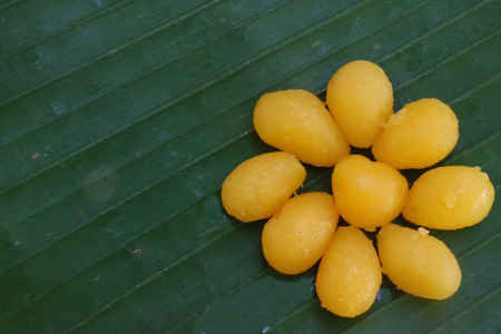 Gold egg yolks drops ,ancient Thai Dessertの写真素材