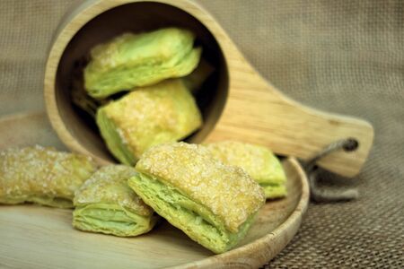 butter crispy puff ( pandan flavour )の写真素材