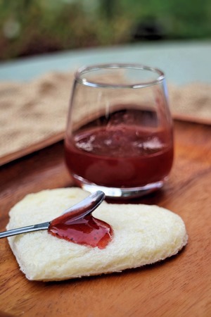 slice of fresh white bread with Strawberry Jam