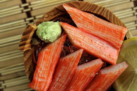 Japanese Cuisine - Stick crab sashimiの写真素材