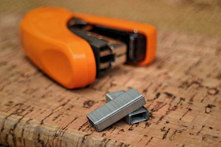 Staples on the bookの写真素材