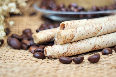 Wafer rolls, coffee flavorの写真素材