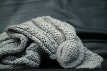 Gray knit scarf