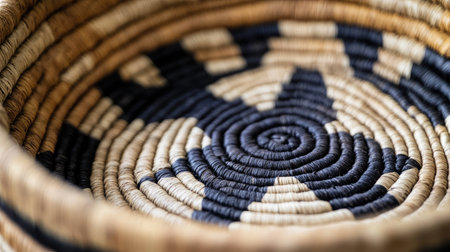 Close-up of a woven basket texture in natural earthy tones, showing intricate patterns.の素材