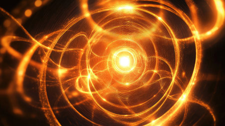 Abstract image of concentric circles of light focusing on a central point, symbolizing business focus.の素材