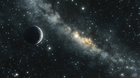 Majestic, starry night sky with the faint outline of a constellation and a crisp, clear atmosphere.の素材