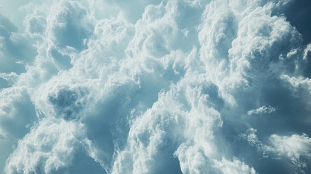 Top view of a sky filled with cirrus clouds high above, creating delicate, wispy patterns.の素材