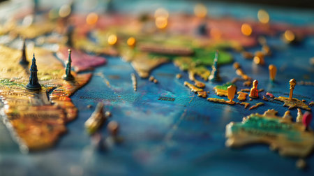 An interactive world map with location pins highlighting key cities and attractionsの素材
