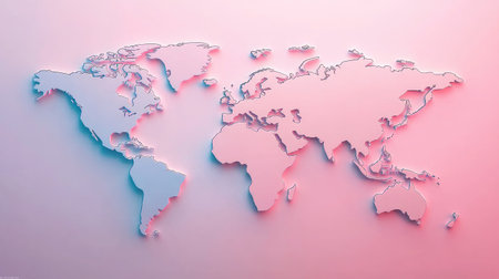 Minimalist world map with smooth curved country borders and soft gradient backgroundの素材