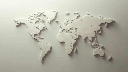 World map with bold country labels, minimal design on a light backgroundの素材
