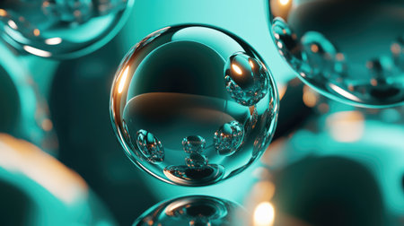 3D wallpaper with a metallic shine, featuring interlocking spheres and glowing accents for a futuristic lookの素材