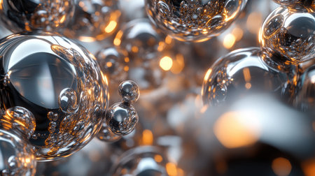 3D wallpaper with a metallic shine, featuring interlocking spheres and glowing accents for a futuristic lookの素材