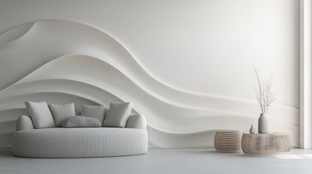 3D wallpaper with undulating lines and gradient shades that create a calming, fluid motionの素材