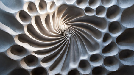 A 3D wallpaper design with a spiraling, dynamic pattern of light and shadows creating a mesmerizing effectの素材