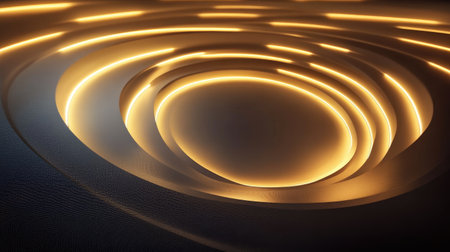 A 3D wallpaper design with concentric circles and a glowing light effect, futuristic and captivatingの素材