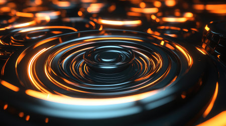 A 3D wallpaper design with concentric circles and a glowing light effect, futuristic and captivatingの素材