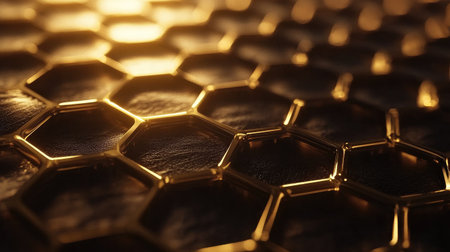 A smooth 3D wallpaper with a honeycomb pattern, creating a modern, tech-inspired aestheticの素材