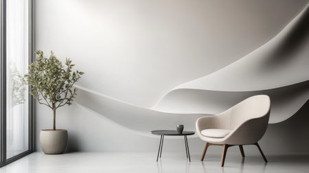 Elegant 3D wallpaper with soft, flowing curves and gradient colors, evoking a calming atmosphereの素材