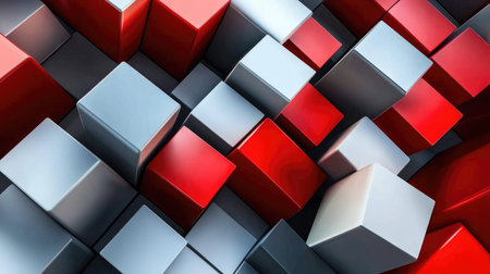 Abstract 3D wallpaper with floating cubes and sharp angles, high-tech feelの素材