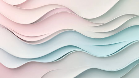 Soft 3D wallpaper with undulating waves in pastel colors, creating a calming and serene atmosphereの素材