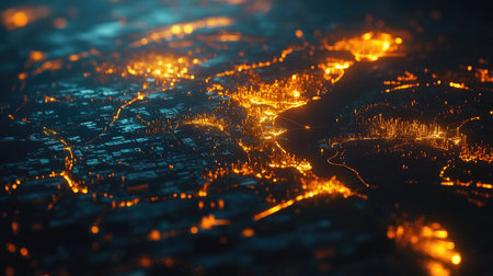 3D world map with glowing cities and travel routes, dynamic compositionの素材