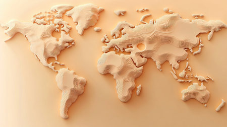 Minimalist world map with smooth curved country borders and soft gradient backgroundの素材