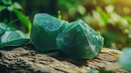 A beautiful green aventurine crystal with a smooth surface, representing prosperity and aesthetic valueの素材