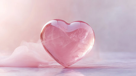 A rose quartz heart with soft pink hues, symbolizing love and aesthetic appeal in lifestyle collectionsの素材