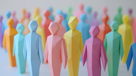 This image features colorful paper figures representing diversity and community, showcasing various shapes and vibrant colors to symbolize unity and creative expression.の素材