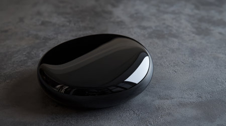 A polished obsidian stone with a sleek black finish, capturing its mysterious and collectible charmの素材