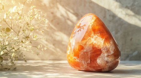 A radiant sunstone with shimmering reflections, perfect for brightening up lifestyle collectionsの素材