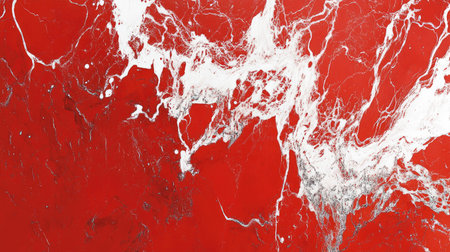 This visually striking abstract artwork showcases a bold red background accented by dramatic white swirls, making it an ideal choice for creative projects and modern decor.の素材