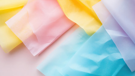 A visually appealing arrangement of colorful tissue paper in soft pastel hues perfect for various crafting and decorative projects, adding a cheerful touch to your creative endeavors.の素材