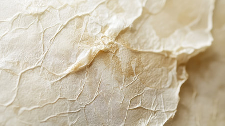 A mesmerizing close-up of natural paper revealing intricate textures and soft tones, perfect for artistic projects, backgrounds, or creative inspiration. The warm palette enhances visual appeal.の素材