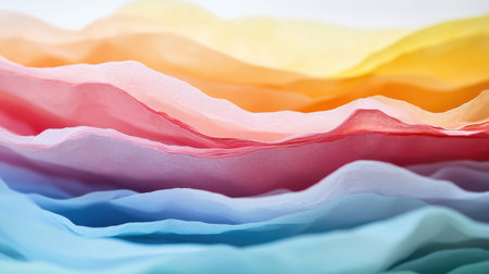 Soft pastel tissue papers in vibrant colors create an artful layered display, perfect for inspiring creativity in crafts and artistic projects, enhancing visual aesthetics and design.の素材
