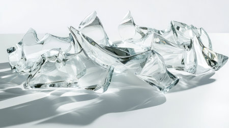 A stunning abstract glass sculpture with dynamic curves that play with light and shadow, adding elegance and creativity to any modern space or decor.の素材