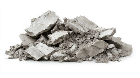 This image showcases a robust pile of crushed concrete debris, ideal for various construction applications and emphasizing sustainable building practices without compromising quality.の素材