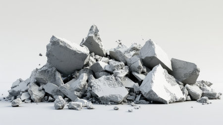 A detailed depiction of a pile of concrete debris showcasing different sizes and rough textures, perfect for industry-related projects focused on construction or demolition.の素材