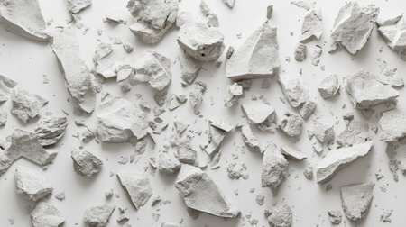 A visually stunning background composed of crushed white stone fragments, perfect for enhancing design projects or serving as an abstract art element in modern decor.の素材