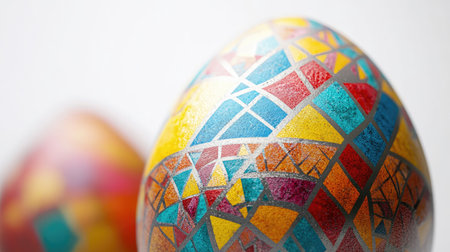 Discover the beauty of intricately designed Easter eggs featuring vibrant colors and geometric patterns, perfect for spring decorations and festive celebrations.の素材