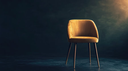 A striking modern chair featuring a soft velvet texture, beautifully lit to create a dramatic atmosphere, perfect for interior design inspiration and stylish home settings.の素材