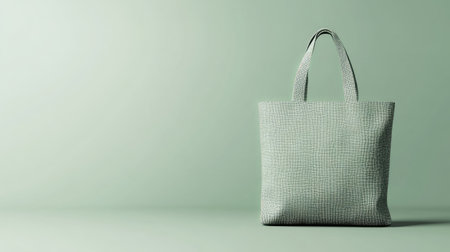 A stylish mint green tote bag stands against a soft green background, embodying elegance and minimalism. Perfect for fashion, lifestyle, and retail presentations.の素材
