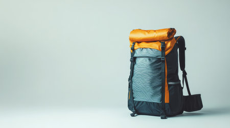 Stylish outdoor backpack designed for adventurers, featuring a spacious compartment, durable materials, and a bold color scheme suitable for various outdoor activities.の素材