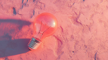 A stylish light bulb set against a textured pink background, creating a modern and artistic vibe perfect for creative projects, interior design, or visual art inspiration.の素材